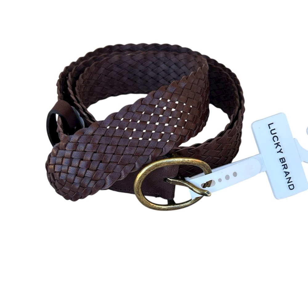 Lucky Brand Lightweight Woven Brown Braided Versatile Bold Leather Belt L/XL
